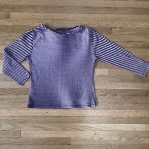 White and Cranberry striped Soft Tee